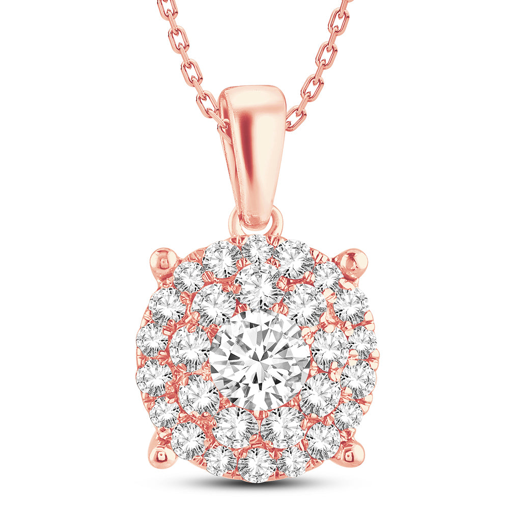 Sparkling 14k Rose Gold Lab Diamond Pendant: 1ct Brilliance