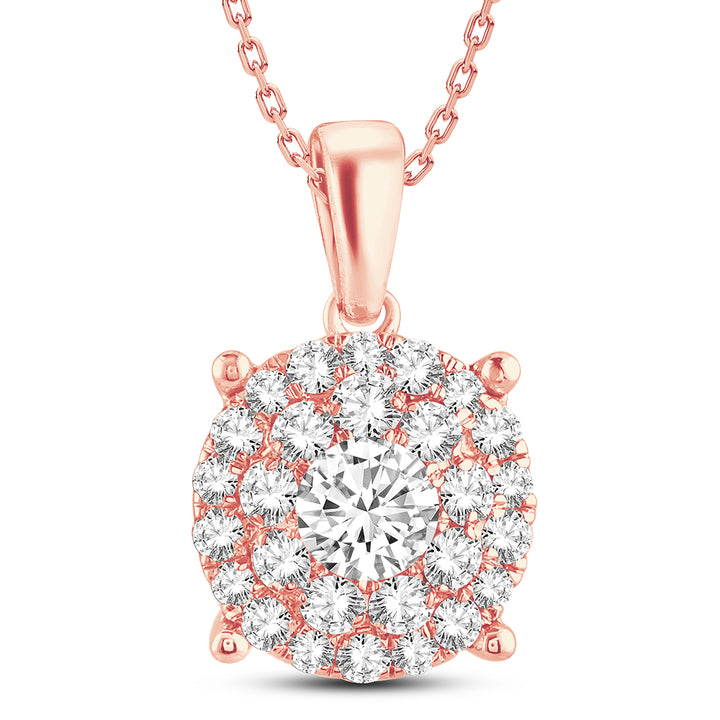 Sparkling 14k Rose Gold Lab Diamond Pendant: 1ct Brilliance