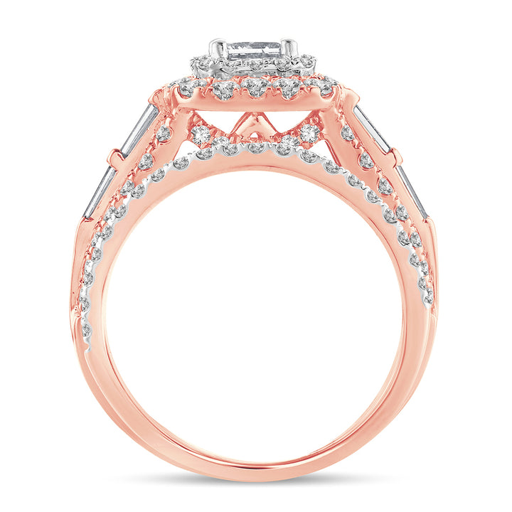 Romantic 14k Rose Gold 2CT Lab Diamond Bridal Ring