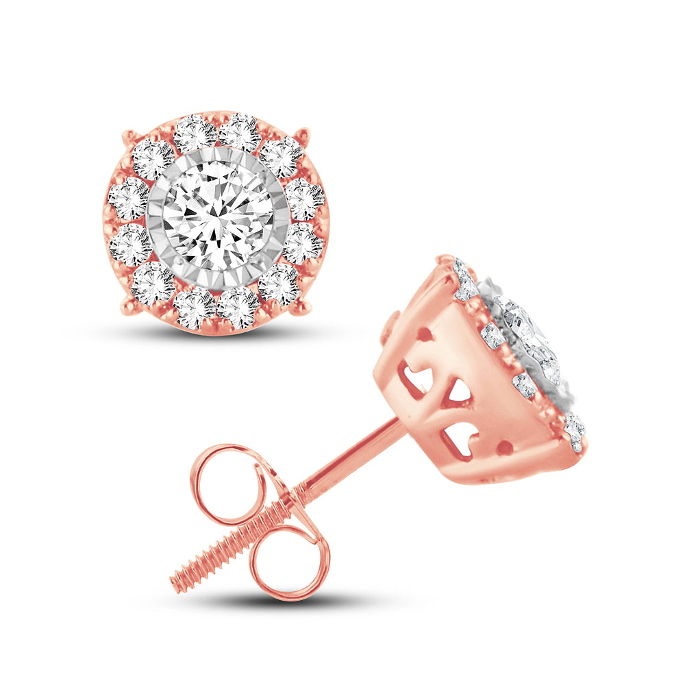14k Rose Gold Lab Diamond Stud Earrings for Women