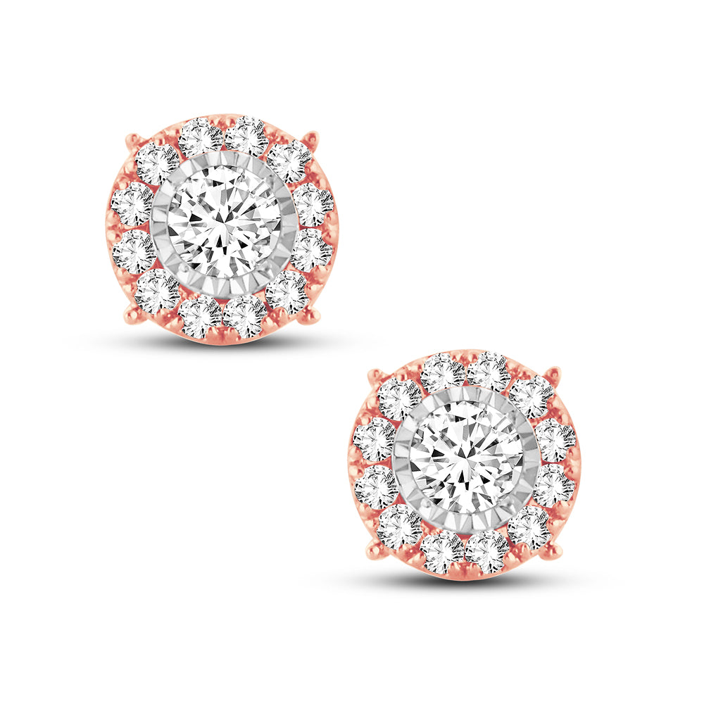 14k Rose Gold Lab Diamond Stud Earrings for Women