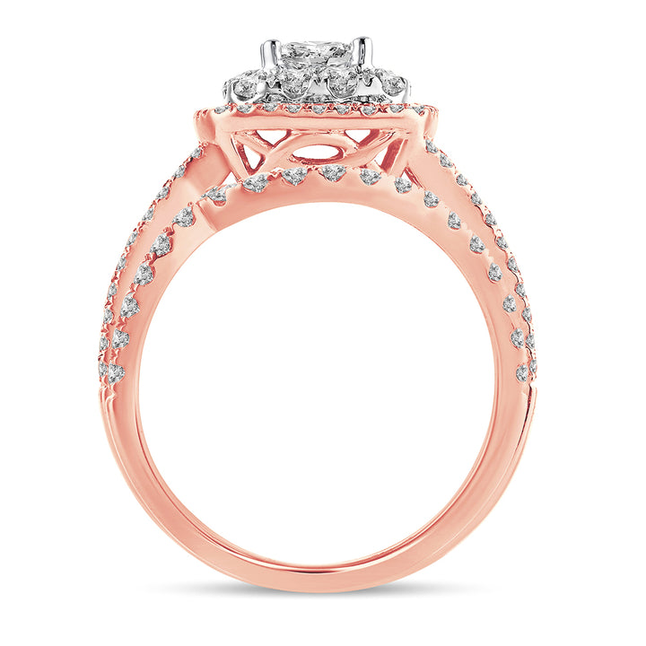 Romantic 14k Rose Gold 2CT Lab Diamond Bridal Ring