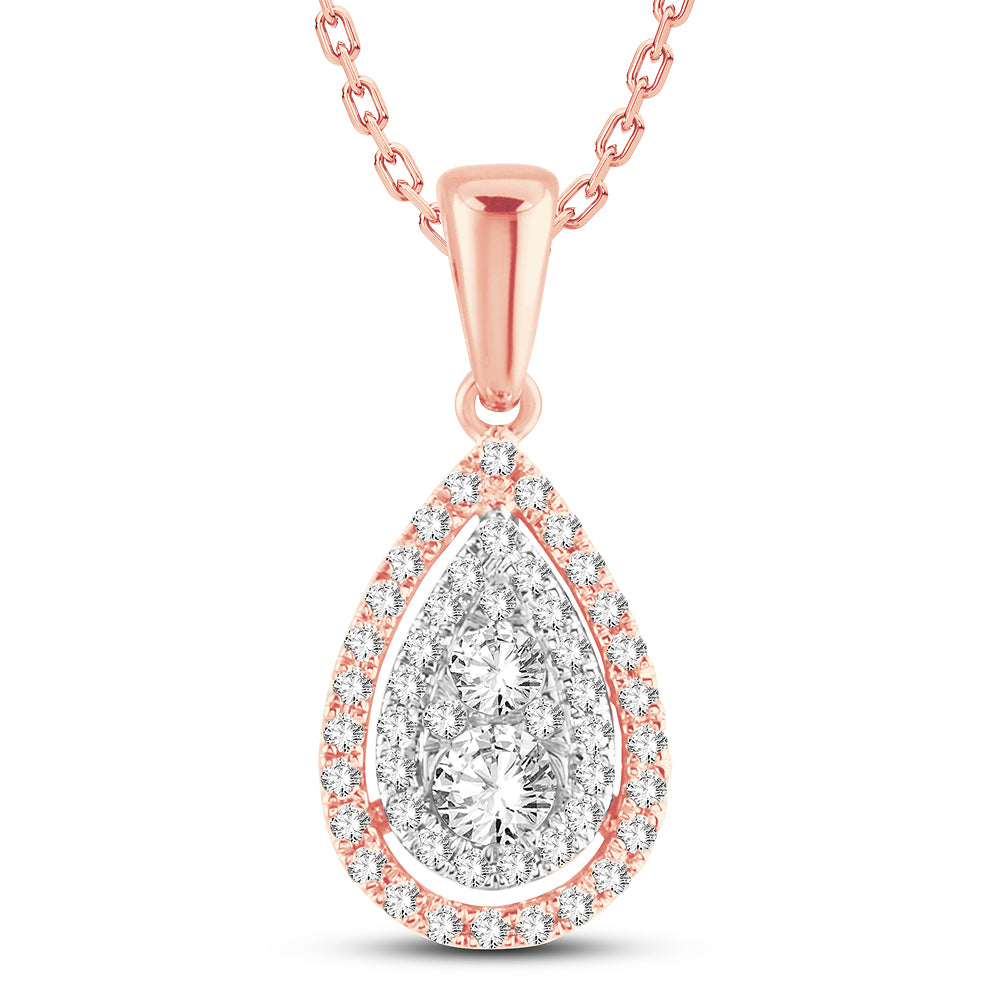 Chic 14k Rose Gold 0.40CT Lab Diamond Womens Pendant