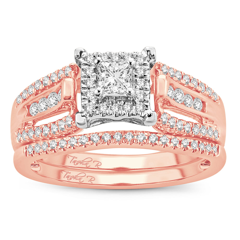 Romantic 14k Rose Gold Lab Diamond Bridal Ring