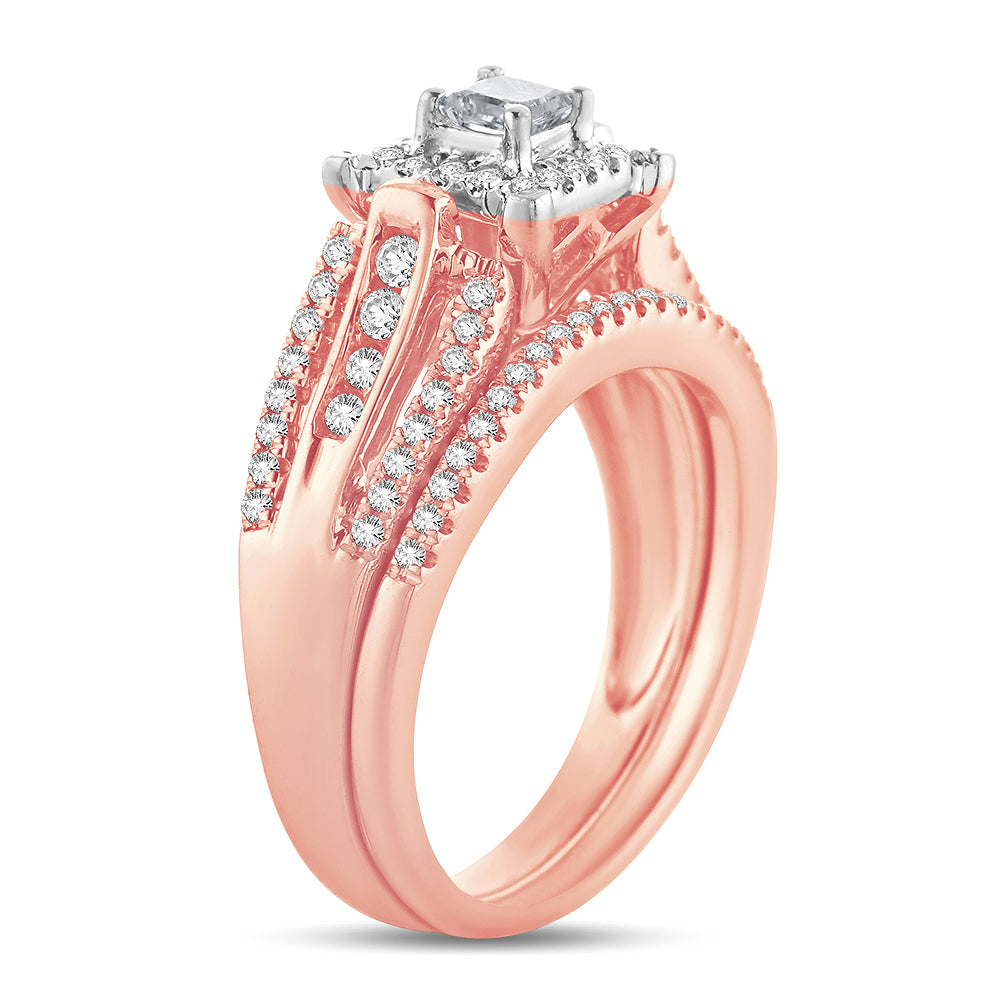 Romantic 14k Rose Gold Lab Diamond Bridal Ring
