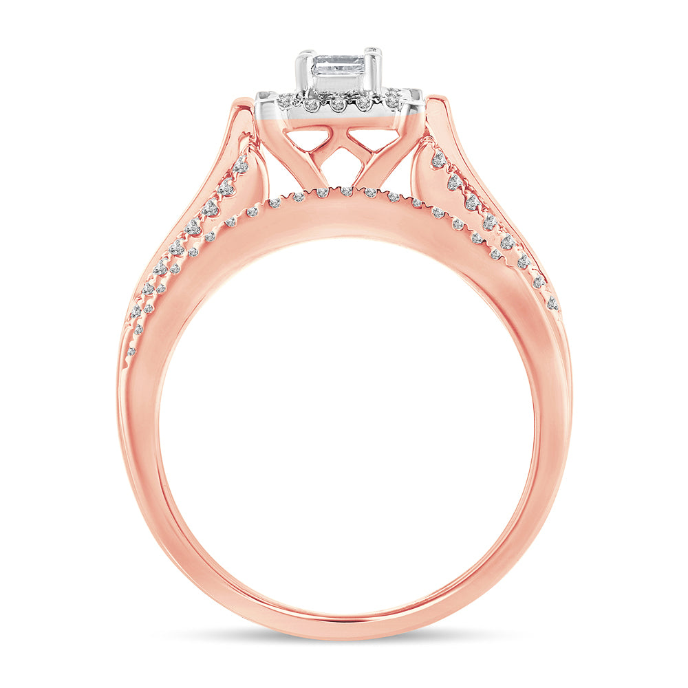 Romantic 14k Rose Gold Lab Diamond Bridal Ring