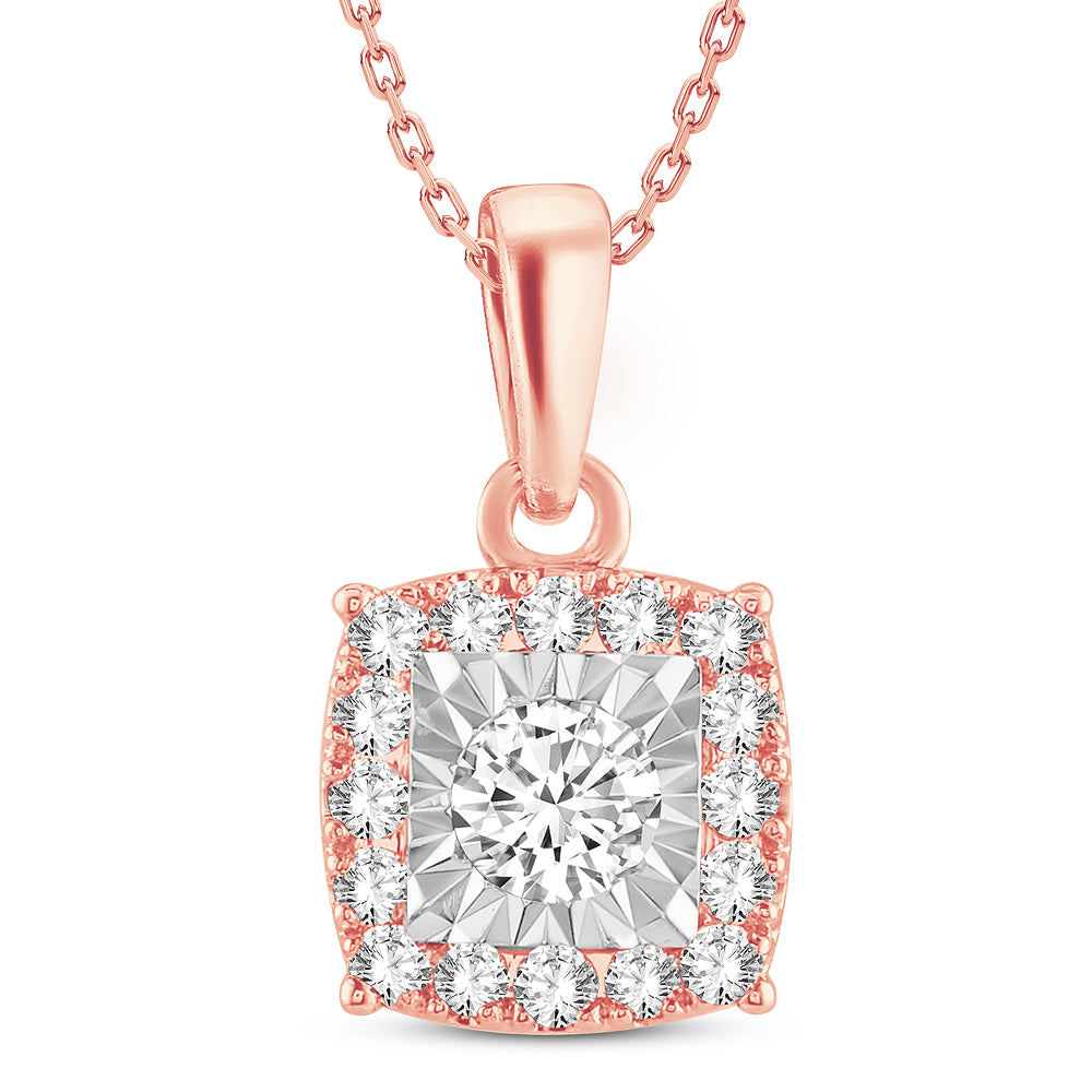 Romantic 14k Rose Gold Lab Diamond Pendant Necklace
