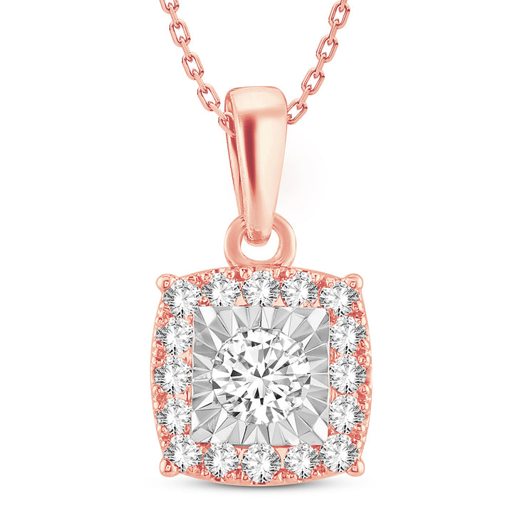 Romantic 14k Rose Gold Lab Diamond Pendant Necklace