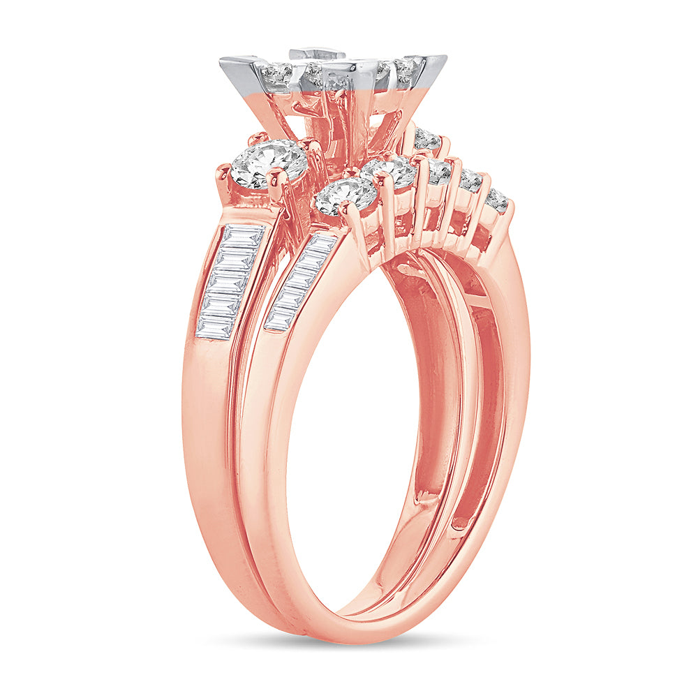 Romantic 14k Rose Gold 1.50CT Lab Diamond Princess Engagement Ring