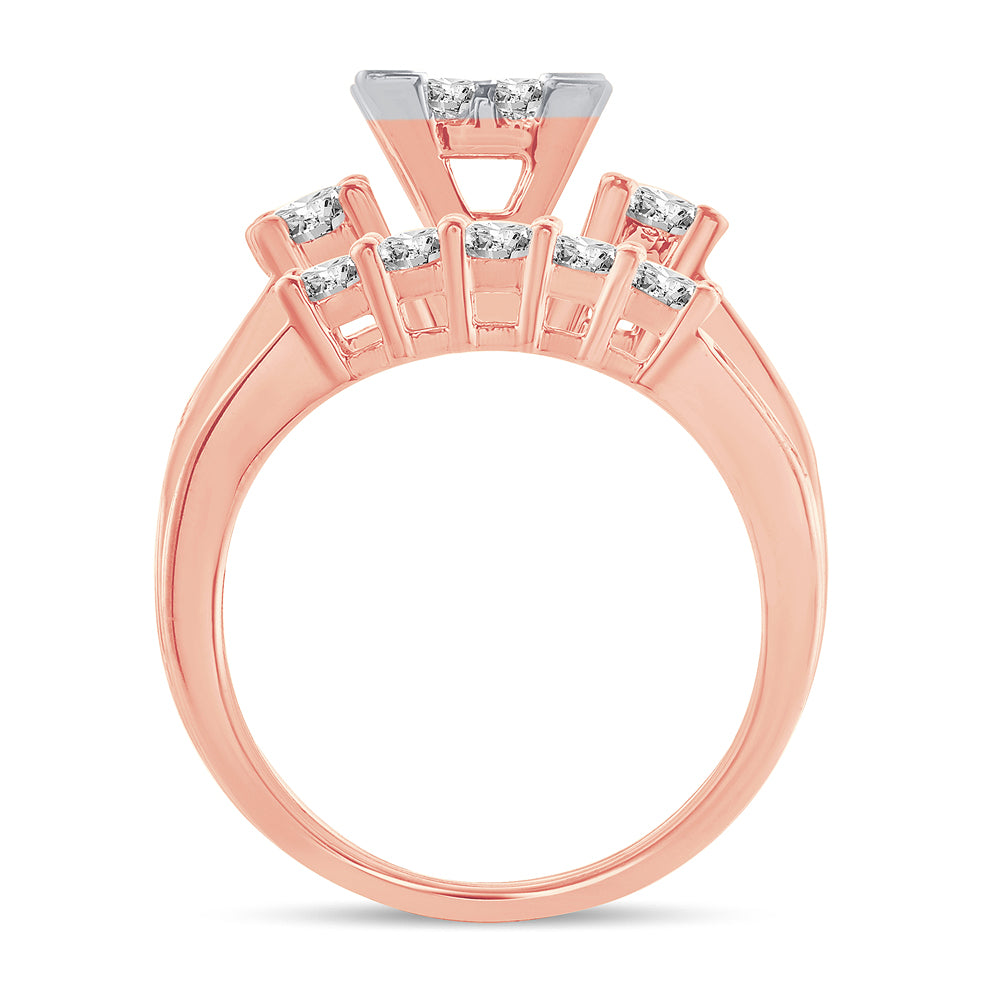 Romantic 14k Rose Gold 1.50CT Lab Diamond Princess Engagement Ring