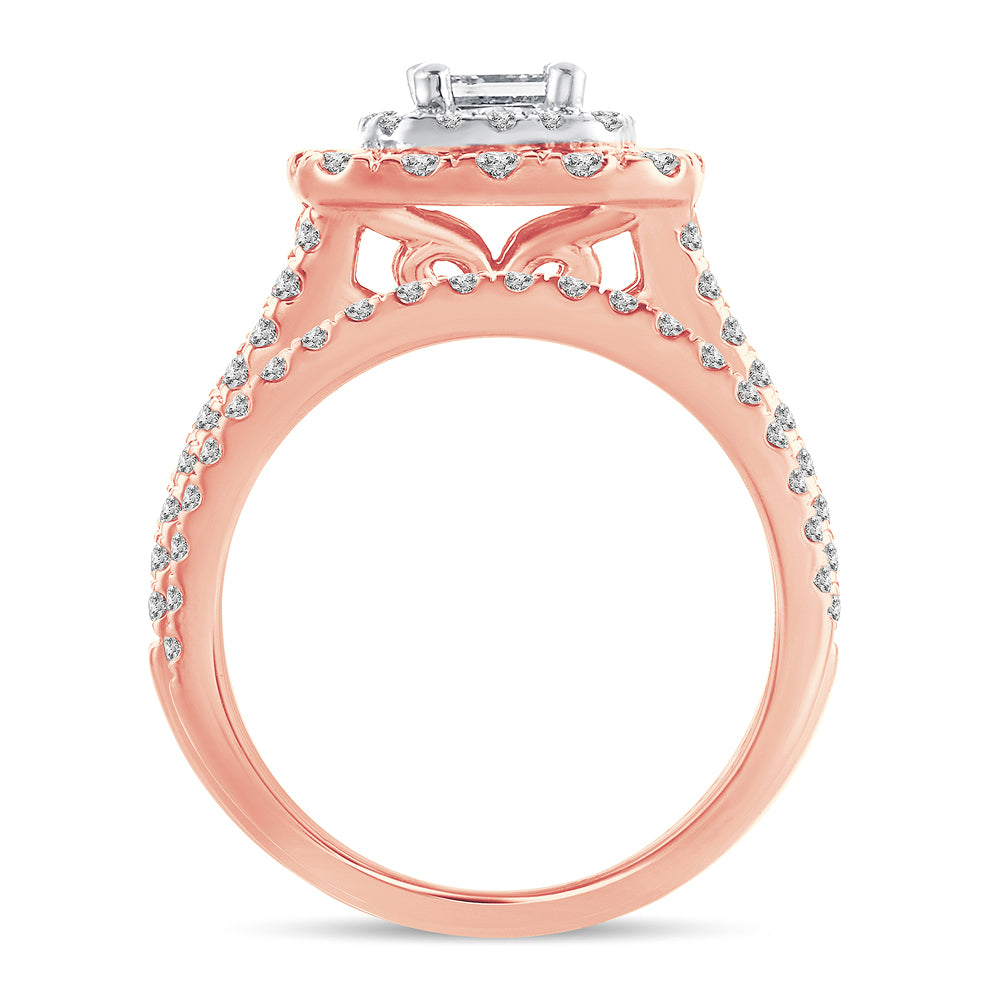 Romantic 14k Rose Gold 2CT Lab Diamond Bridal Ring