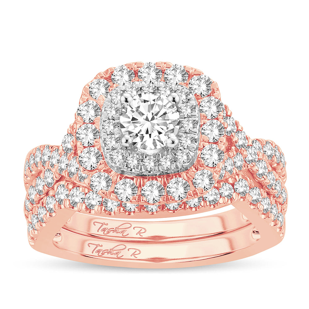 Romantic 14k Rose Gold 2CT Lab Diamond Bridal Ring