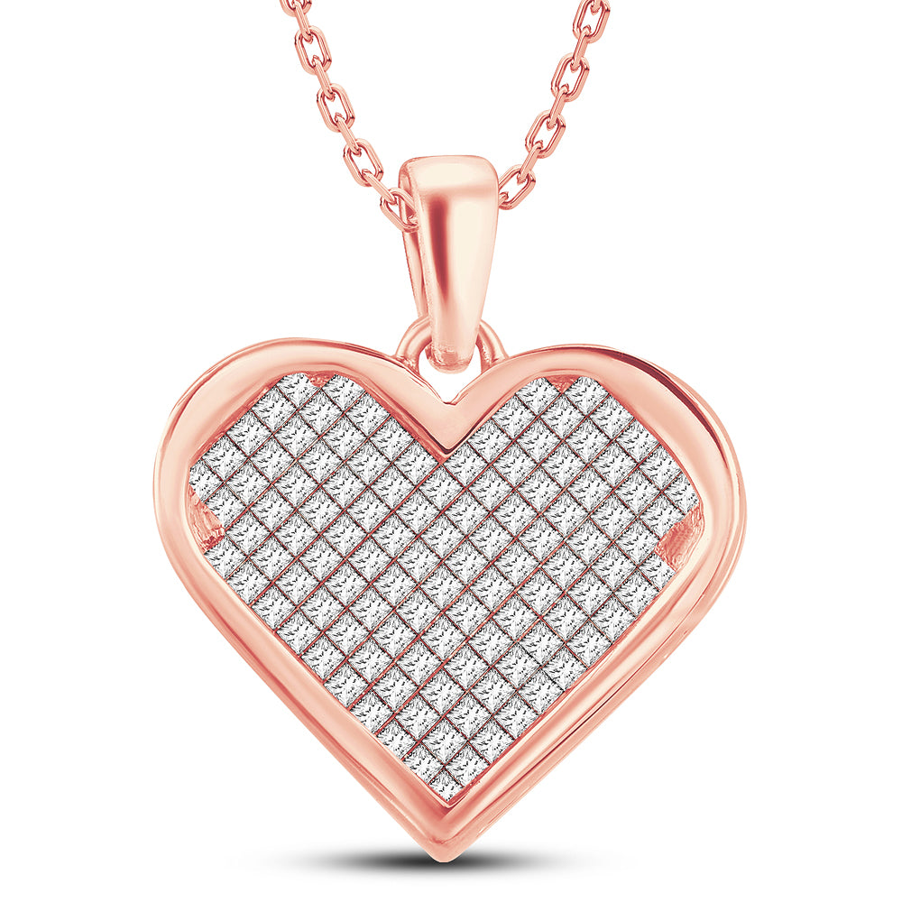 Romantic 14k Rose Gold 2CT Lab Diamond Princess Pendant