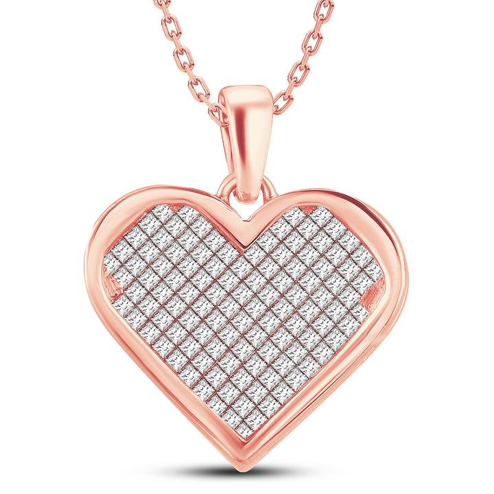 Romantic 14k Rose Gold 2CT Lab Diamond Princess Pendant