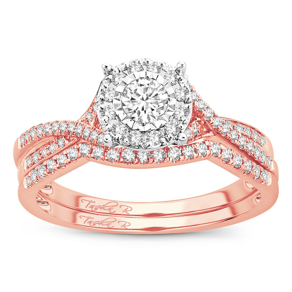 Romantic 14k Rose Gold Lab Diamond Bridal Ring (0.43ct)