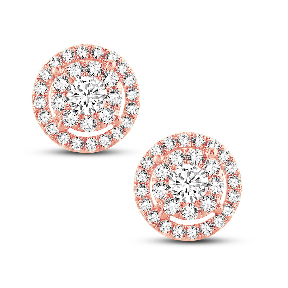 Romantic Rose Gold Lab Diamond Stud Earrings - 1.50CT Brilliance