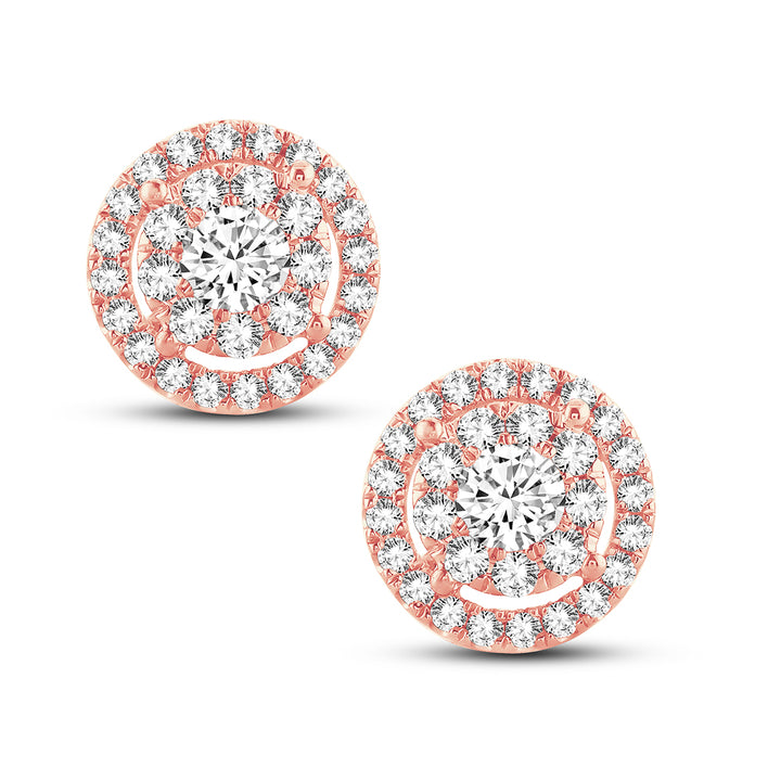 Romantic Rose Gold Lab Diamond Stud Earrings - 1.50CT Brilliance
