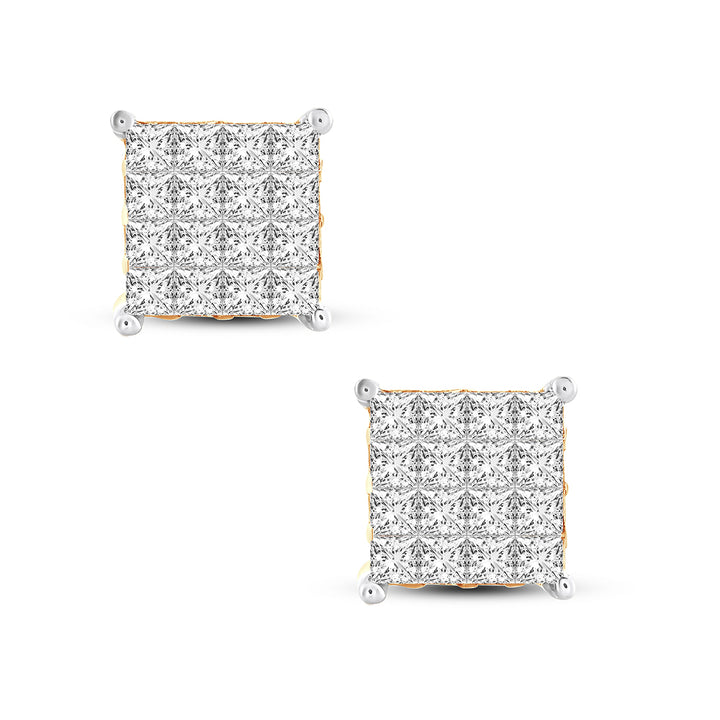 14k Yellow Gold 1ct Lab Diamond Princess Stud Earrings