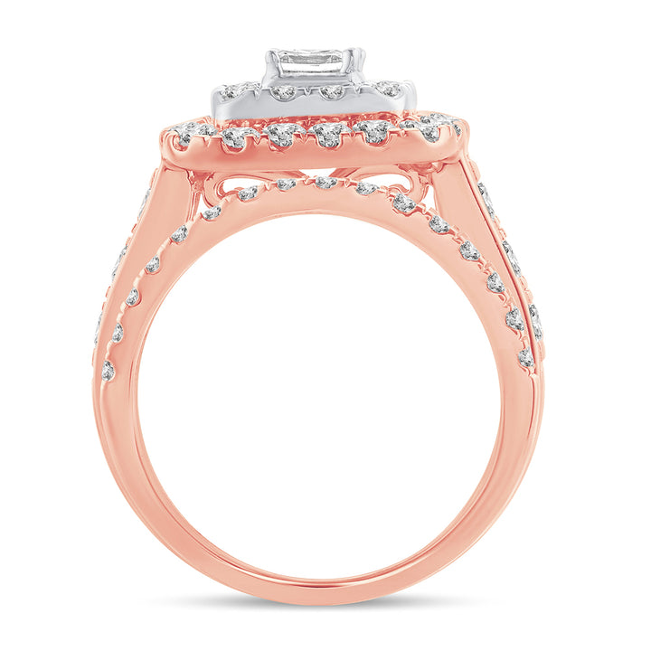 Romantic 14k Rose Gold Lab Diamond Bridal Ring 2CT