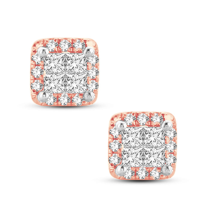 Chic 14k Rose Gold 0.25CT Lab Diamond Princess Earrings