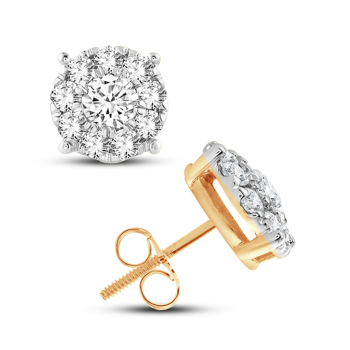 14k Yellow Gold Lab Diamond Stud Earrings - 1CT Brilliance