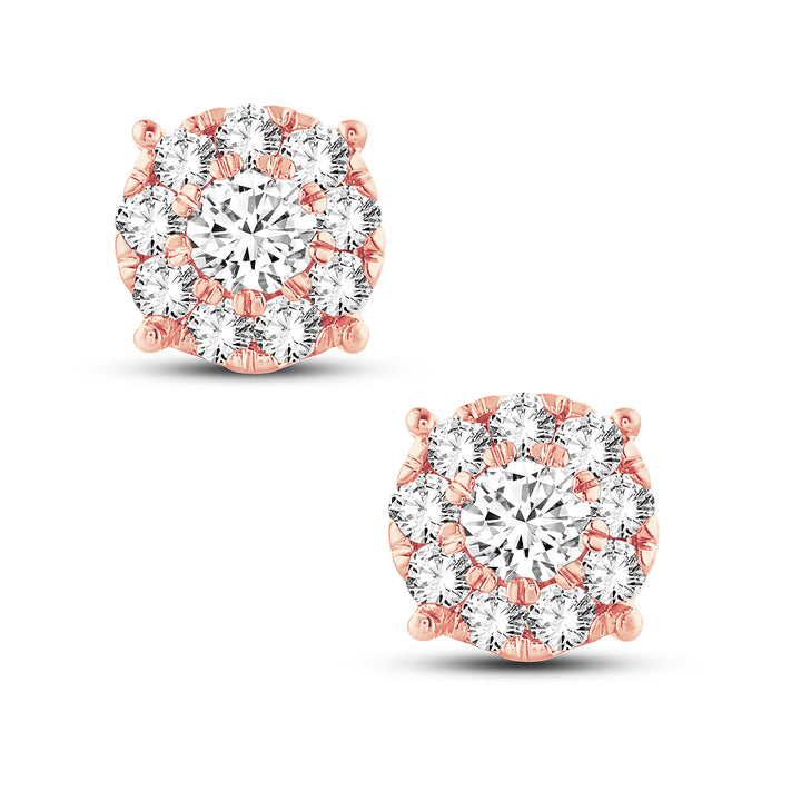 Romantic 14k Rose Gold Lab Diamond Stud Earrings - 1CT Brilliance