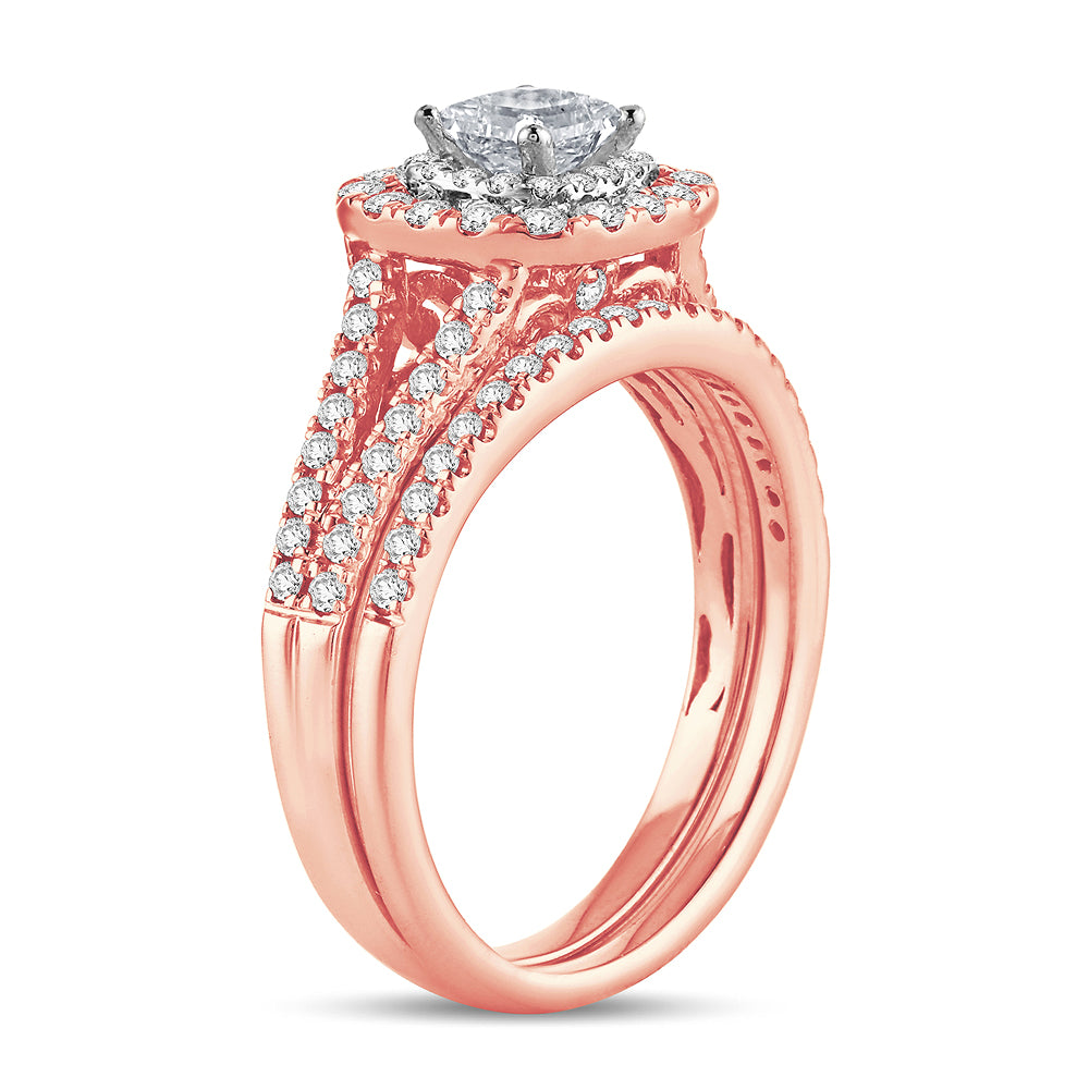 Romantic 14k Rose Gold Lab Diamond Bridal Ring (1CT)