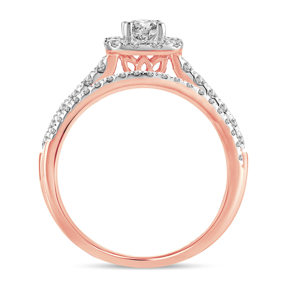 Romantic 14k Rose Gold Lab Diamond Engagement Ring (1CT)