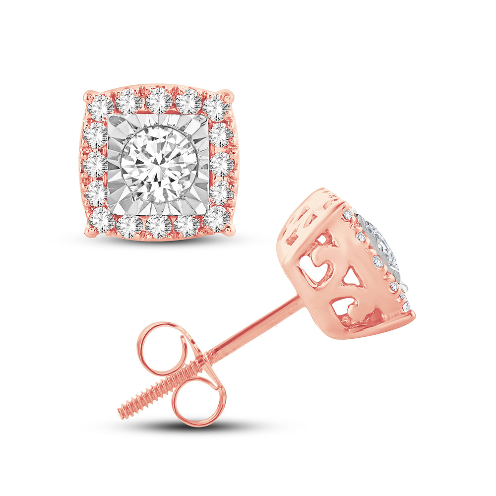 Romantic Rose Gold Lab Diamond Stud Earrings - 0.50CT
