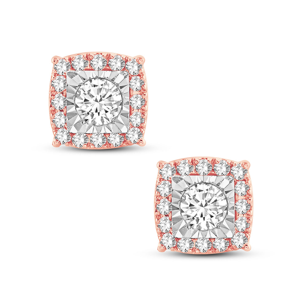 Romantic Rose Gold Lab Diamond Stud Earrings - 0.50CT