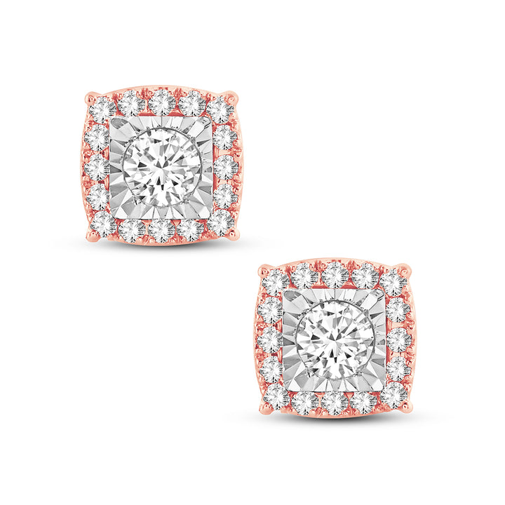 Romantic Rose Gold Lab Diamond Stud Earrings - 0.50CT