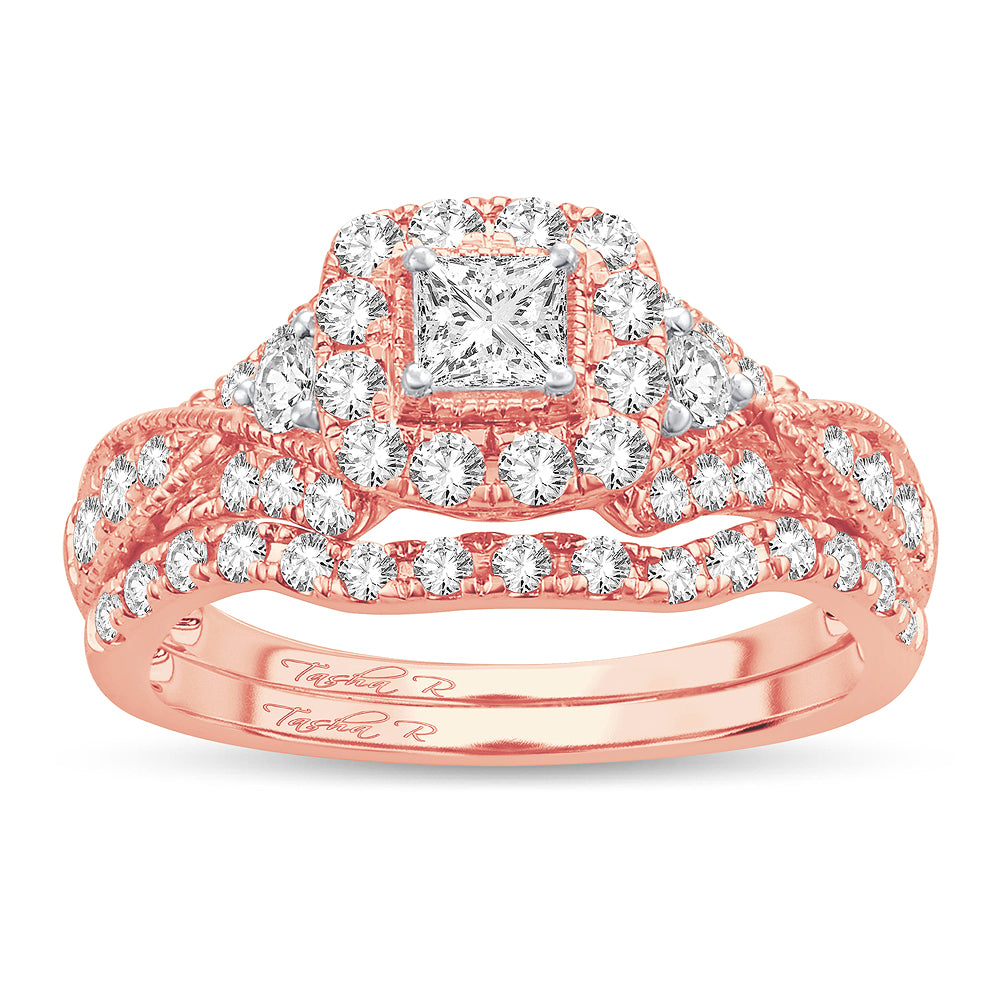 Romantic 14k Rose Gold Lab Diamond Bridal Ring (1CT)