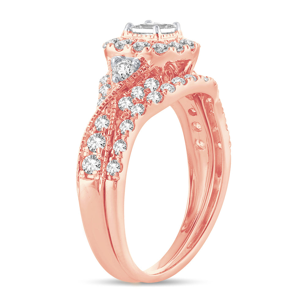 Romantic 14k Rose Gold Lab Diamond Bridal Ring (1CT)