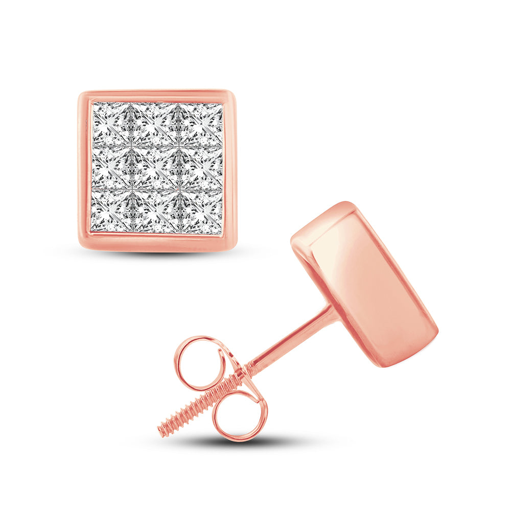 Romantic 14k Rose Gold Lab Diamond Stud Earrings 0.50CT