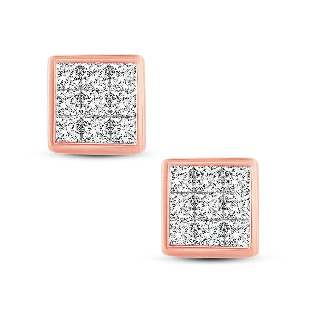 Romantic 14k Rose Gold Lab Diamond Stud Earrings 0.50CT