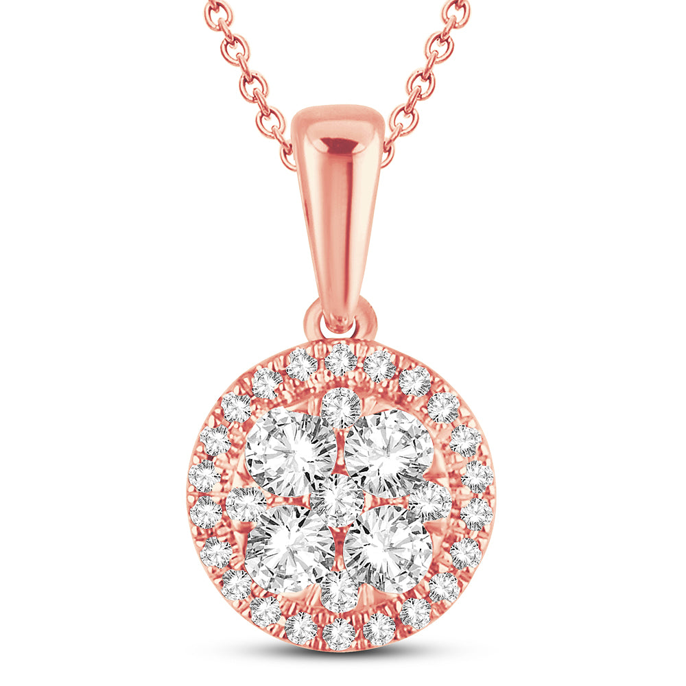Romantic 14k Rose Gold 0.50ct Lab Diamond Pendant
