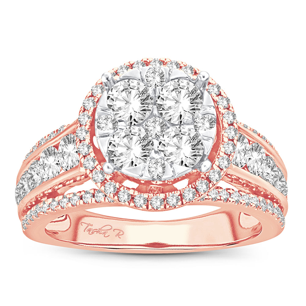 Romantic 14k Rose Gold Lab Diamond Fashion Ring 2CT