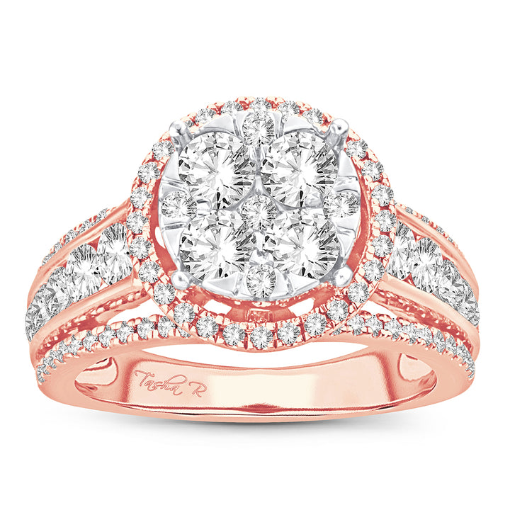 Romantic 14k Rose Gold Lab Diamond Fashion Ring 2CT