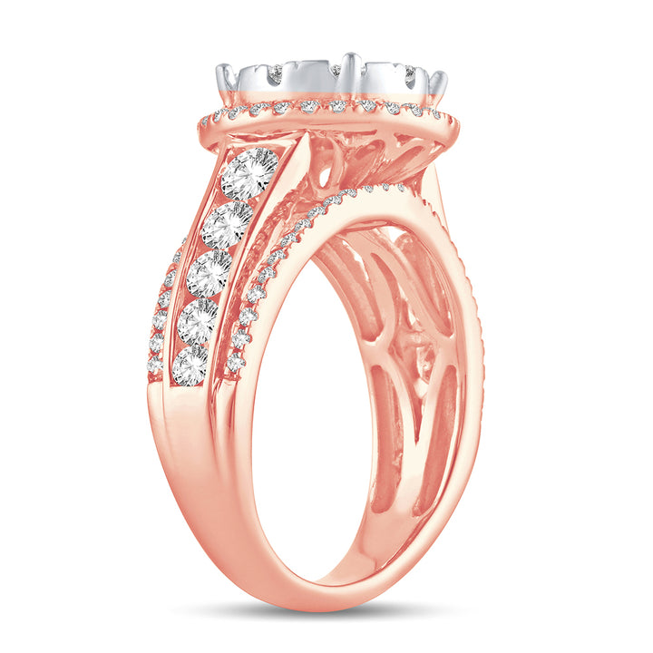 Romantic 14k Rose Gold Lab Diamond Fashion Ring 2CT