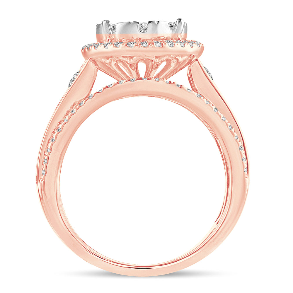 Romantic 14k Rose Gold Lab Diamond Fashion Ring 2CT