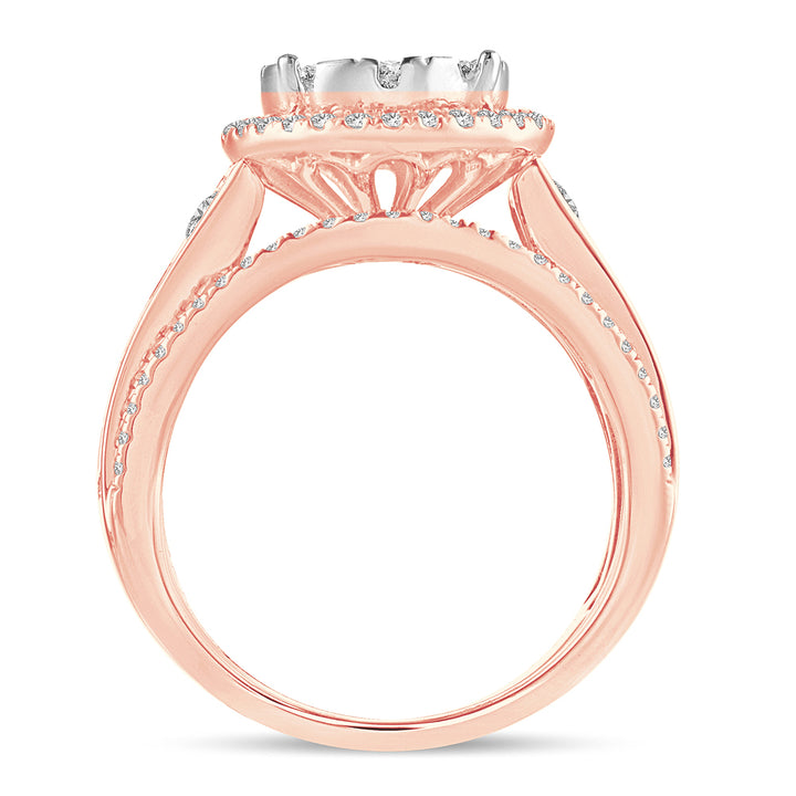 Romantic 14k Rose Gold Lab Diamond Fashion Ring 2CT