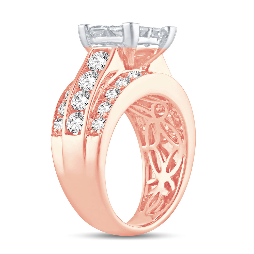 Romantic 14k Rose Gold Lab Diamond Bridal Ring (3.50CT)