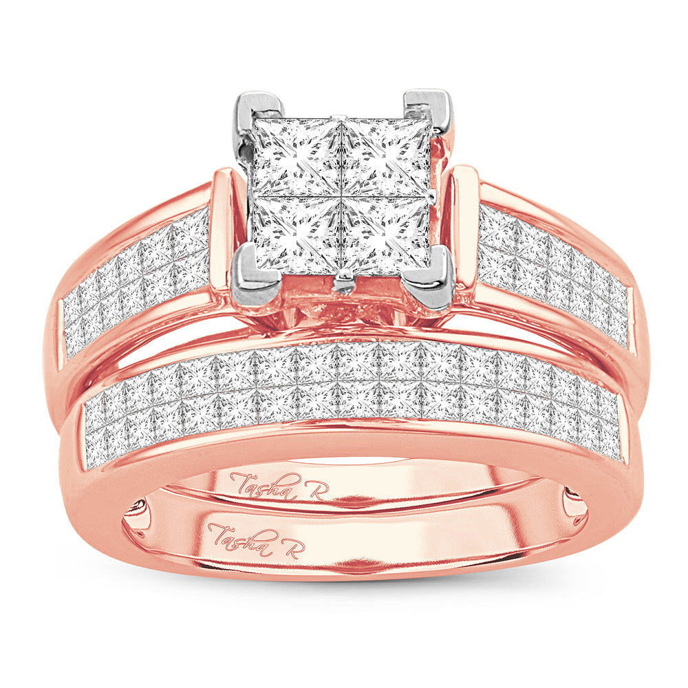 Romantic 14k Rose Gold Lab Diamond Bridal Ring 2CT