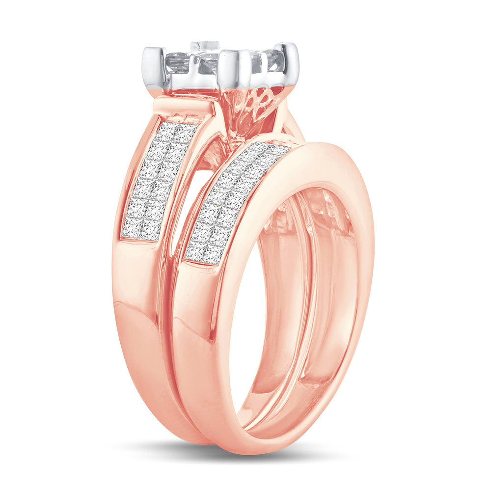 Romantic 14k Rose Gold Lab Diamond Bridal Ring 2CT