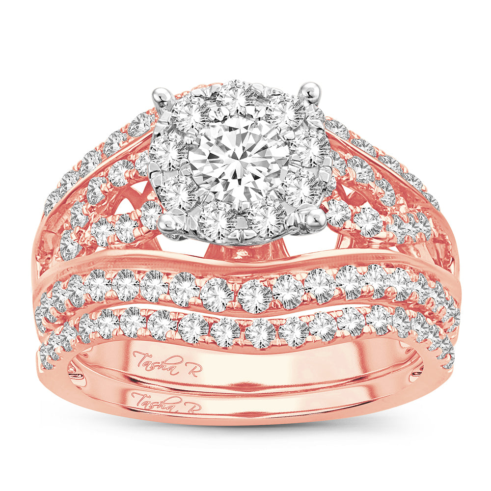 Romantic 14k Rose Gold Lab Diamond Bridal Ring (1.90CT)