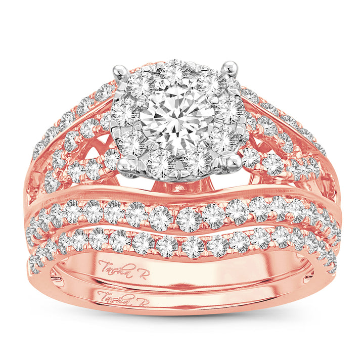 Romantic 14k Rose Gold Lab Diamond Bridal Ring (1.90CT)