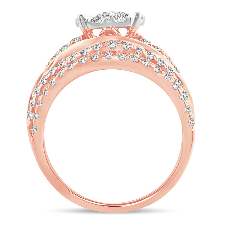 Romantic 14k Rose Gold Lab Diamond Bridal Ring (1.90CT)