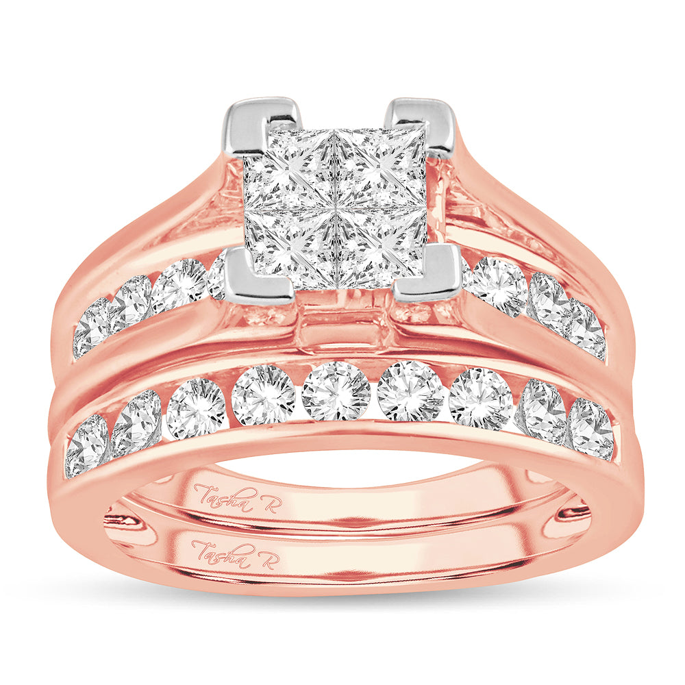 Romantic 14k Rose Gold 1.50CT Lab Diamond Bridal Ring