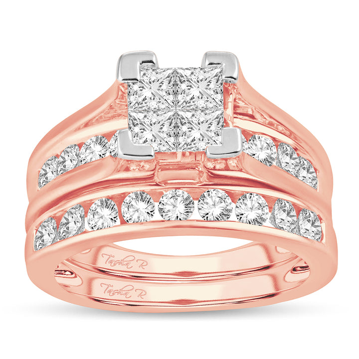 Romantic 14k Rose Gold 1.50CT Lab Diamond Bridal Ring