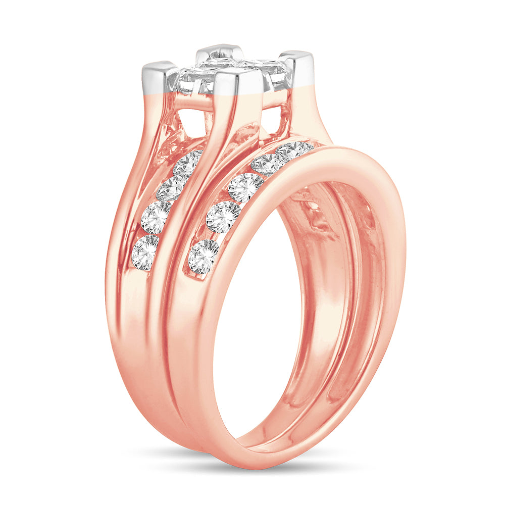 Romantic 14k Rose Gold 1.50CT Lab Diamond Bridal Ring